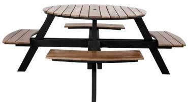 Bolero JE892 Acacia Round Picnic Table Bench Set