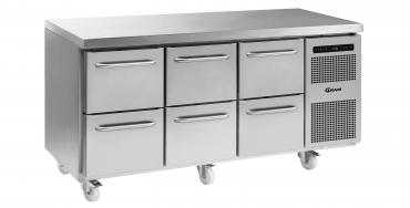 Gram Gastro 07 K 1807 CSG A 2D 2D 2D C2 3 Section Refrigerated Commercial Prep Counter With 6 Drawers