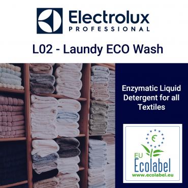 Electrolux Laundry L02 ECO Wash Enzymatic Liquid Detergent - For All Textiles - 20 Litre Drum