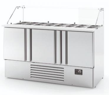 Infrico ME1003KB Commercial 3 Door Prep Counter With Glass Display