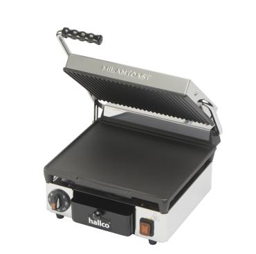Hallco MEMT16001XNS Single Ribbed Top Flat Bottom Contact Grill 
