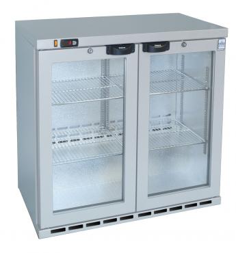 Osborne 250ES eCold Commercial Double Door Undercounter 900mm High Bottle Cooler - Silver Finish