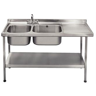 KWC DVS Flat Pack Double Bowl Sink with Right Hand Drainer 1500x 600mm
