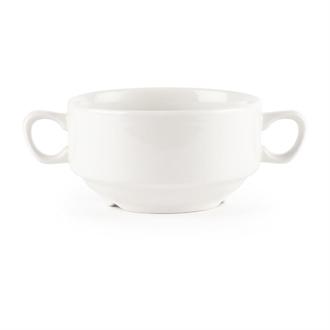 P283 Churchill Whiteware Handled Soup Bowls 398ml