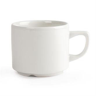 P740 Churchill Plain Whiteware Stacking Maple Tea Cups 199ml- pack of 24