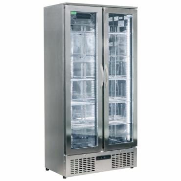 Interlevin PD220TSS Commercial Mirror Stainless Steel Upright Double Door Bottle Cooler