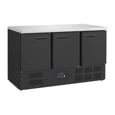 Polar PG023 G-Series Triple Door Counter Fridge Black 368Ltr