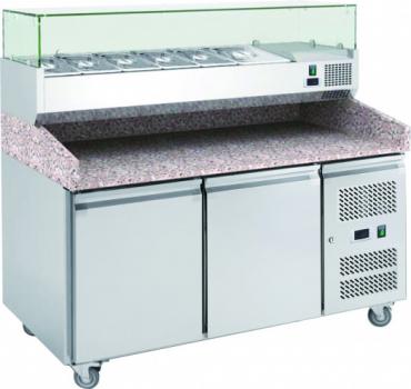 Chefsrange PP2+ Two Door Pizza Prep Counter with Topping Unit and Granite Top