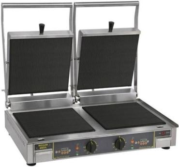 Roller Grill PREMIUM VC DR Double Vitro Ceramic Ribbed Base/Top Contact Grill