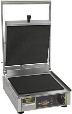 Roller Grill PREMIUM VC R Single Vitro Ceramic Ribbed Base/Top Contact Grill