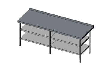 RET51161 - Cater-Fabs Stainless Steel Wall Tables 700mm Deep with 2 Undershelves