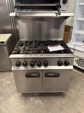 RET52284 - Lincat Opus 800 OG8002 6 Burner Open Top Gas Oven Range on Castors - With splashback