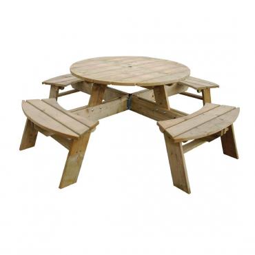 Rowlinson Round Wooden Picnic Table 6.5ft - CG097