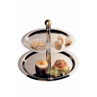 S025 Stainless Steel 2 Tier Afternoon Tea Stand