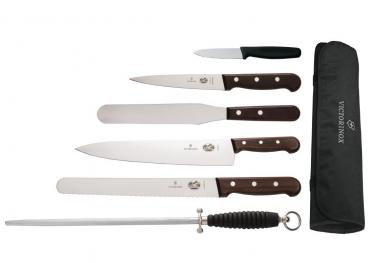 Victorinox 6 Piece Rosewood Knife Set with 25cm Chefs Knife with Wallet - S189