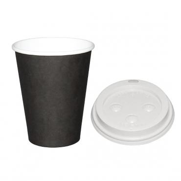 Special offer Fiesta Recyclable Black 340ml Hot Cups and White Lids (Pack of 1000) - SA436