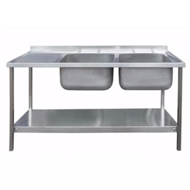 Die-Pat Sink Unit - 1500 x 600 Double Bowl, Single LH Drainer (2 x 400 x 400 bowls) SA/DB15-60-44-SDLH