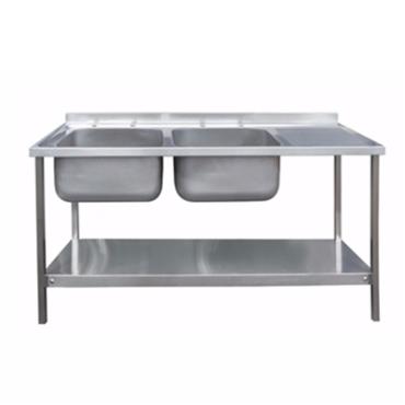 Die-Pat Sink Unit - 1500 x 600 Double Bowl, Single RH Drainer (2 x 400 x 400 bowls) SA/DB15-60-44-SDRH