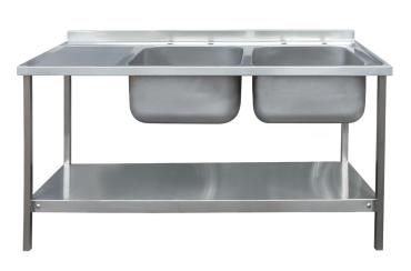 Die-Pat Sink Unit - 1500 x 600 Double Bowl, Single LH Drainer (2 x 500 x 400 bowls) SA/DB15-60-54-SDLH 