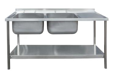 Die-Pat Sink Unit - 1500 x 600 Double Bowl, Single RH Drainer (2 x 500 x 400 bowls) SA/DB15-60-54-SDRH 