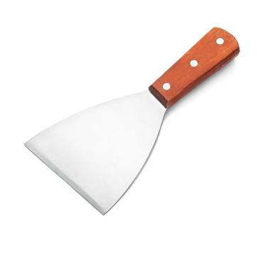 Alphin Pans Scraper  Stainless Steel slant edge 4″  wood handle