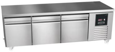 Sterling Pro Green SPI-B-180 3 Door Stainless Steel Low-Height Fridge Counter, 3 x 2/3 Drawers