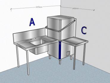 Cater-Wash Passthrough Dishwasher Tabling Package 1 