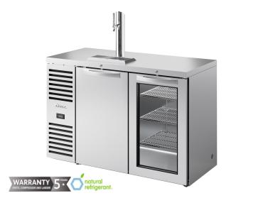 True - Keg Chiller / Dispenser, Stainless Steel Ext, 1 Solid Swing Door and 1 Glass Door with Shelves TDR52-RISZ1-L-S-SG-2