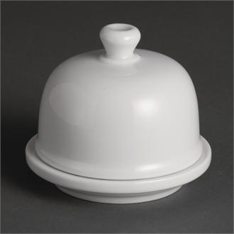 U184 Olympia Whiteware Butter Dish with Cloche 50ml 1.8oz