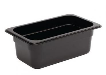 Vogue U467 Polycarbonate 1/4 Gastronorm Container 100mm Black