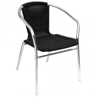 U507 Bolero Aluminium and Wicker Chairs Black (Pack of 4)