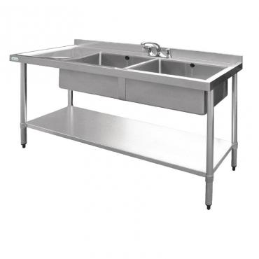 Vogue U906 Double Bowl Stainless Steel Sinks L/H Drainer W1500 x D600mm
