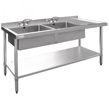 Vogue U908 Double Bowl Stainless Steel Sinks R/H Drainer W1800 x D600mm