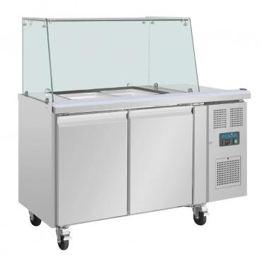 Polar UA017 U-Series GN Saladette Counter with Square Sneeze Guard 2 Door 