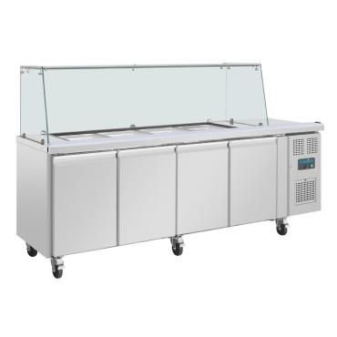 Polar UA019 U-Series GN Saladette Counter with Square Sneeze Guard 4 Door