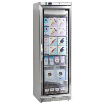 Tefcold UF400VSG Stainless Steel Glass Door Display Freezer