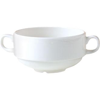 V6873 Steelite Monaco White Stacking Handled Soup Cups 285ml
