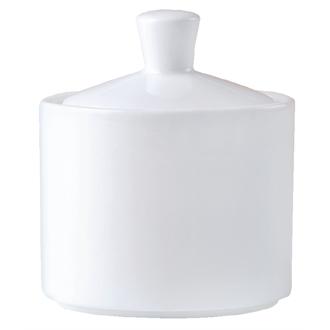 V7442 Steelite Monaco White Vogue Sugar Pots and Lids