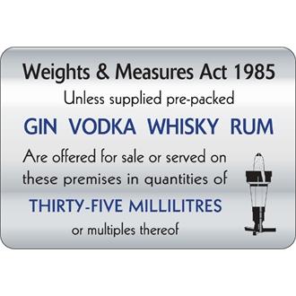 W318 35ml Weights & Measures Act Sign