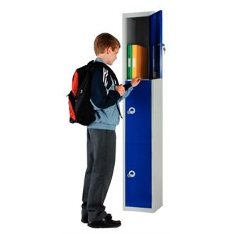 W946CS Elite Three Door Locker Blue Camlock Sloping Top 300mm