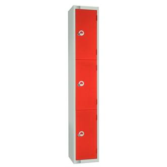 W951C Elite Three Door Locker Red Camlock 300mm