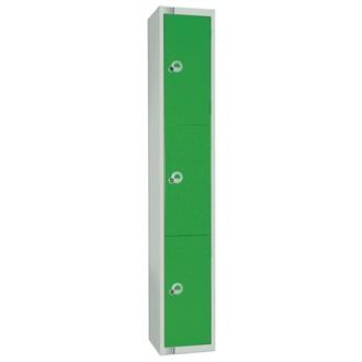 W956CNS Elite Three Door Coin Return Locker Sloping Top 300mm (Green)