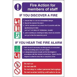 Y918 Fire Action For Staff Sign