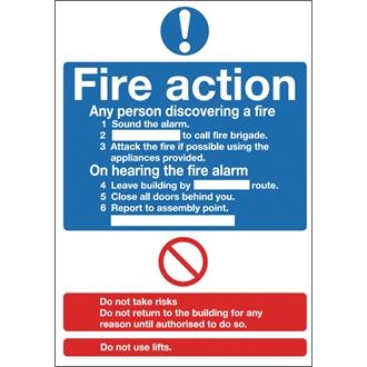 Y919 Fire Action Sign