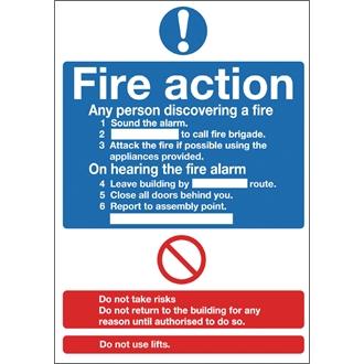 Y920 Fire Action Sign