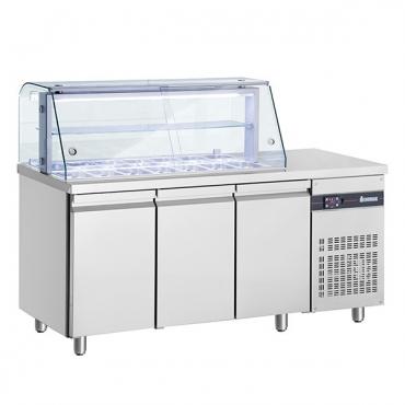 Inomak ZQV999-HC 3 Door Refrigerated Prep Counter With Display