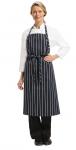 Chef Works B249 Premium Woven Bib Apron Navy and White Stripe.