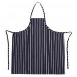 Chef Works B249 Premium Woven Bib Apron Navy and White Stripe.