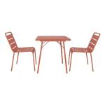 Bolero CK064 Terracotta Square Slatted Steel Table – 700mm