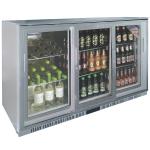 Cater-Cool CK2303LED Commercial Triple Sliding Door Silver Bottle Cooler. LED Lighting. 900mm.